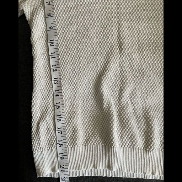 ZARA white/cream scoop neck long sleeve textured sweater - Picture 7 of 9